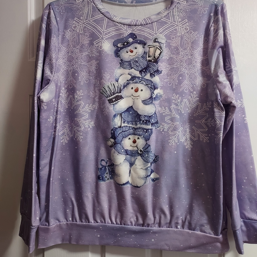 Purple Snowman Graphic Sweatshirt